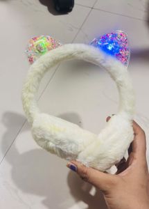Fluffy Cat Ear Headband with LED Lights