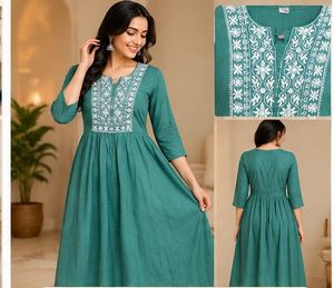 Embroidered Teal Anarkali Kurta