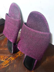 Sparkly Purple Slide Sandals
