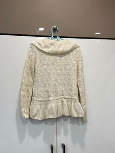 Cream Ruffle Knit Cardigan