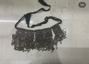Boho Oxidized Silver Choker Necklace
