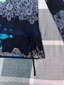y2k vintage Desigual Blue Floral Long Sleeve Top