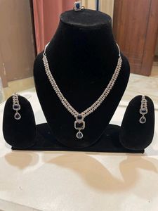 AD Necklace With Blue Stone