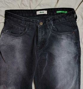 Glitchez Worn Grey Straight Fit Jeans