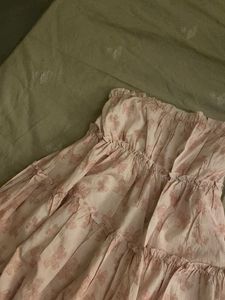 Pink Floral Strapless Dress