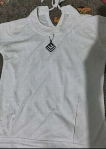 White Casual Top with Pendant