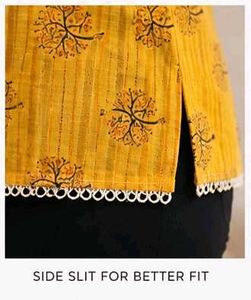 Yellow Sleeveless Printed Kurta