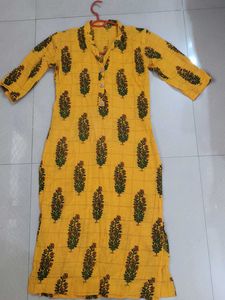 Yellow Floral Print Kurta