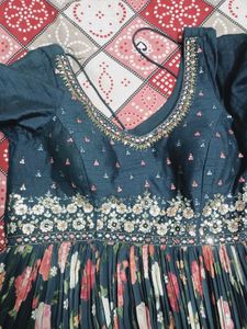 Elegant Floral Ethnic Gown With Dupata Padded