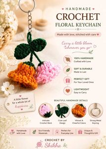 Handmade Crochet Floral Keychain