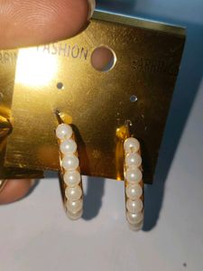Chic Gold &amp; Pearl Hoop Earrings Set
