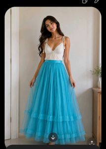 Teal Tulle Ethnic Skirt or chaniya