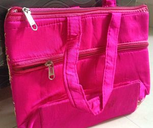 Vibrant Pink Embroidered Handbag