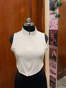 Cream Sleeveless Crop Top