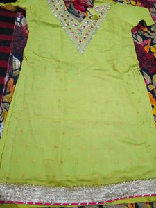 Embellished Lime Green Kurta