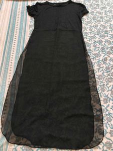 Chic Black Sheer Overlay Tunic Top