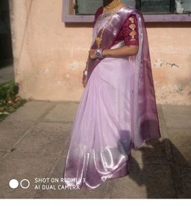 Elegant Lavender Saree with blouse