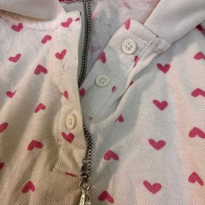 Oversized Cute Pink Heart Polo T-Shirt