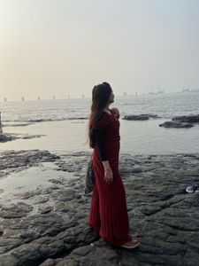 Elegant Maroon Jumpsuit with Belt