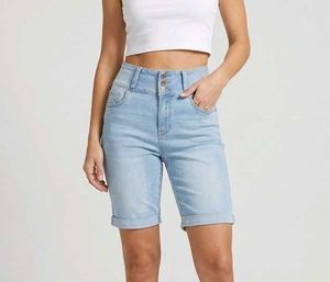 Light Wash High Rise Denim Bermuda Shorts