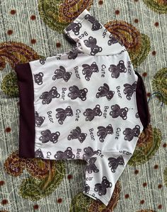 Cute Bear Print Collared Top