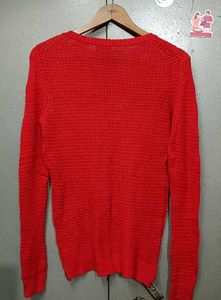 Crochet Red Knit Pullover