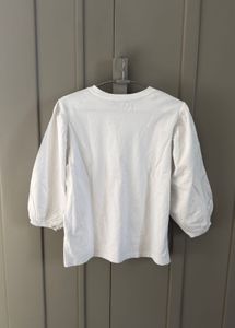 Zara White Puff Sleeve T-Shirt