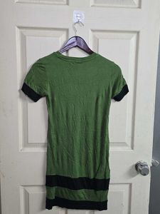Olive Green Striped T-Shirt Dress