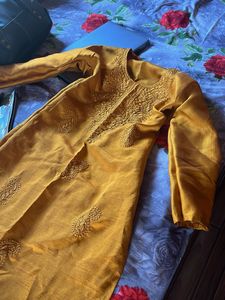 Yellow Embroidered Kurta