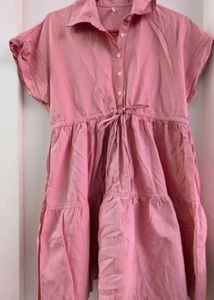 Pink Tiered Shirt Dress