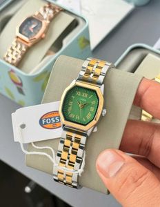 Fossil Two-Tone Green Dial Watch