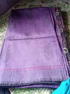 Elegant Purple Saree with Black Blouse