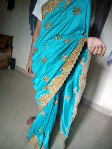 Beautiful Blue Embroidered Saree