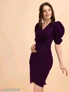 Elegant Puff Sleeve Wrap Dress