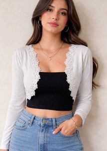 White Cropped Lace Shrug