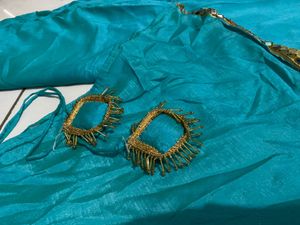 Elegant Teal Dupatta with Mirror Work