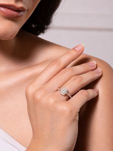 Rose Gold Sparkling Square Cut Ring (New)