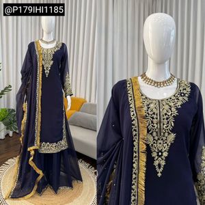 Heavy Work Navy Blue Kurta Set