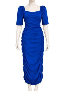 Royal Blue Ruched Midi Dress