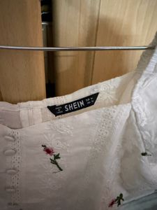 White Embroidered Puff Sleeve Top