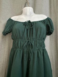 Plus Size Off Shoulder Green Mini Dress For Women