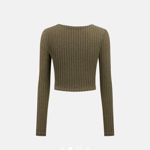 Ribbed V-Neck Wrap Crop Top