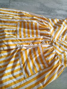 jacket with Yellow &amp; White Striped Button-Up Dress