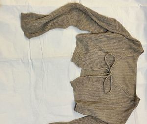 Beige Cropped Cardigan