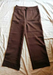 Dark brown straight formal pants