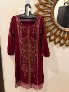 Meroon Pakistani Suit