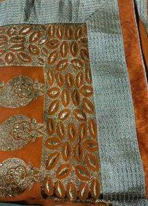 Embroidery Mustard Coloured Saree