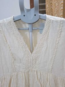 Max Cream Lace V-Neck Top