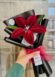 Handmade Velvet Red Flower Bouquet