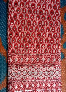 Reddish-orange Lucknowi Chikankari  Fabri